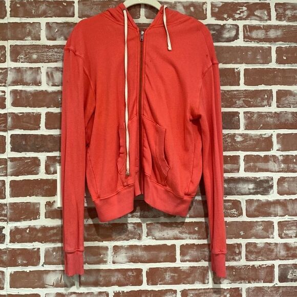 Pam & Gela LF Women's Coral Pink Zip Front Fleece Hoodie Fair Condition Small - Picture 1 of 13